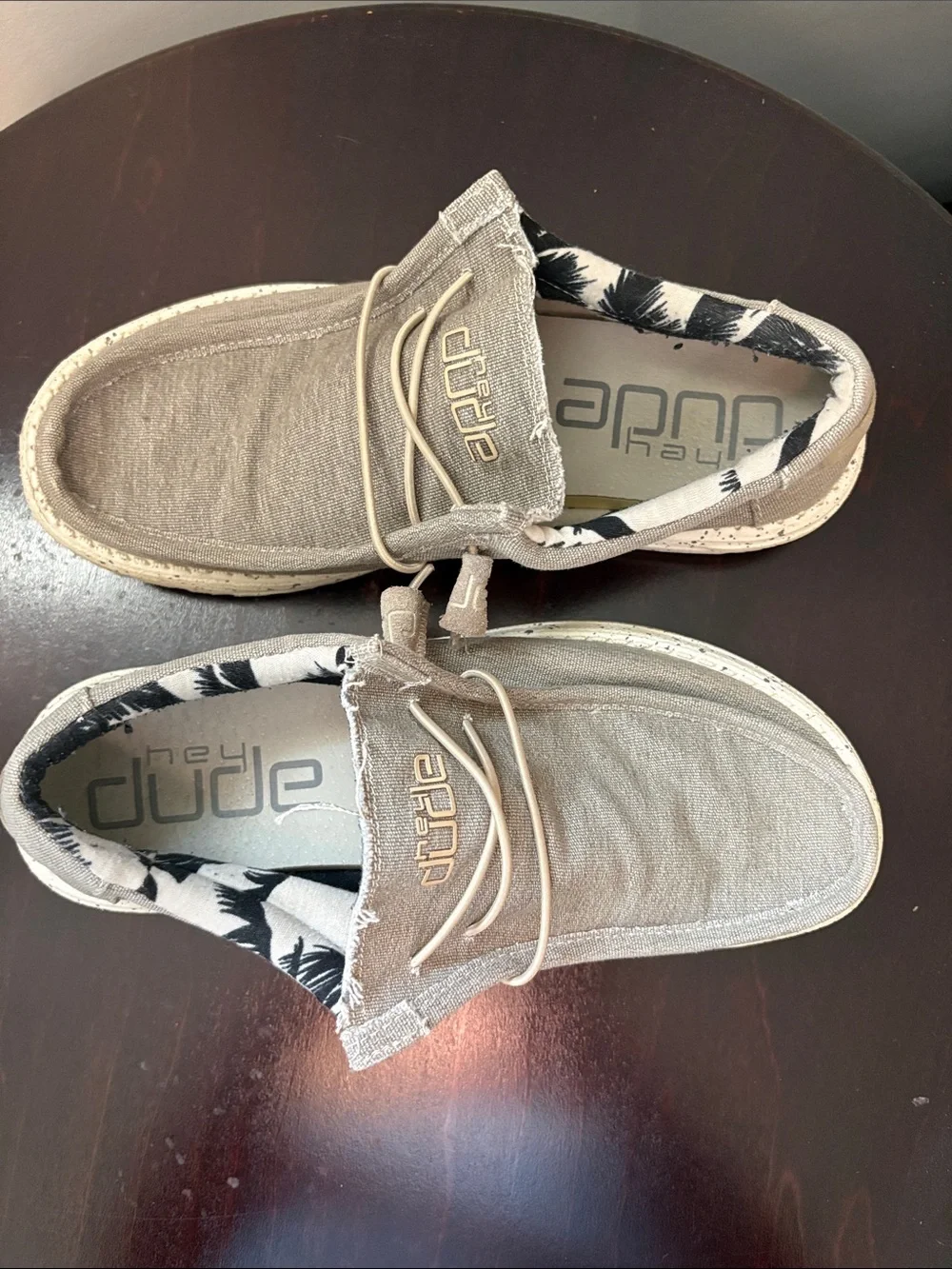 Hey Dude Men's Wally Slip-On Loafers in Light Beige with Cream Accents - Size 8
